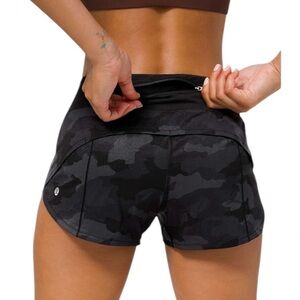 Lululemon Speed Up Lined Short 2.5" Heritage 365 Camo Deep Coal Black Size 4